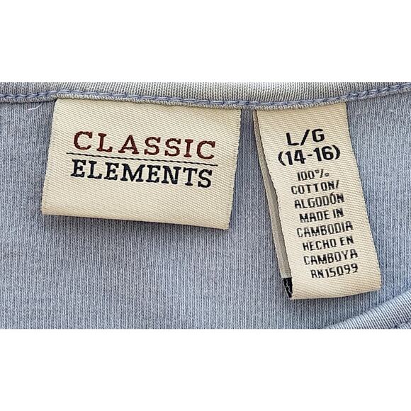 Classic Elements Blue Floral Round Neck Top Large Short Sleeves Lightweight Soft - Picture 4 of 4